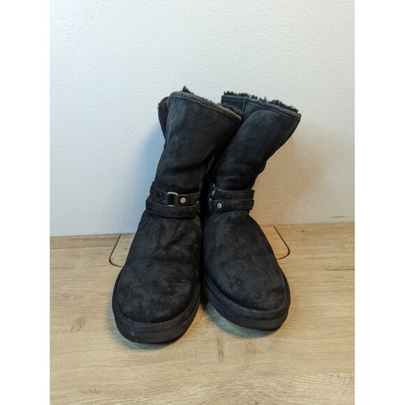 UGG Australia PALISADE Black Short Boots Suede Sheepskin Womens 1007700 - Picture 2 of 9